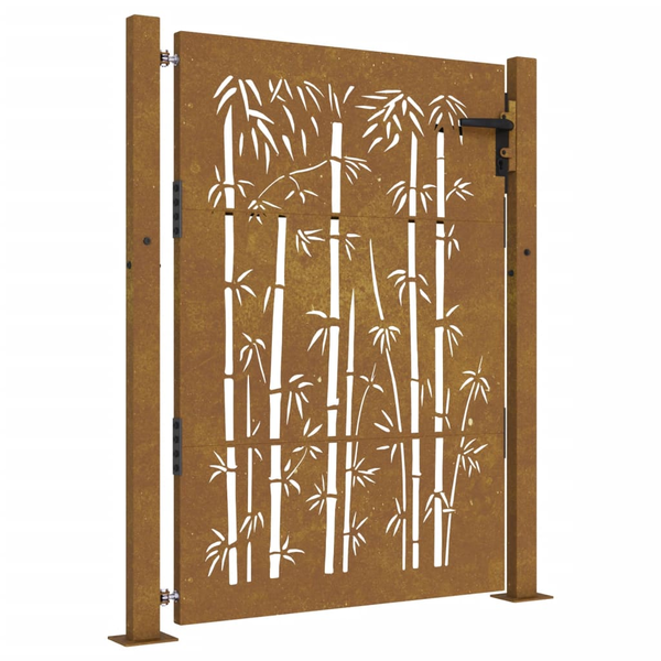 bambuszmintás corten acél kerti kapu 105 x 130 cm