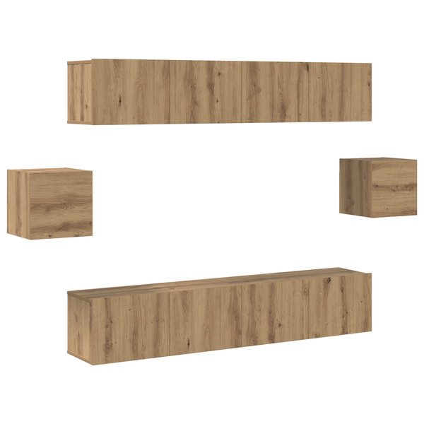 Set cabinet TV cu 6 piese din stejar artisan și lemn compus
