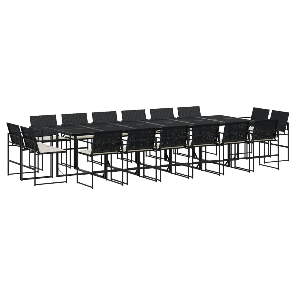 17 részes fekete polyrattan kerti étkezőgarnitúra párnákkal (3295067)