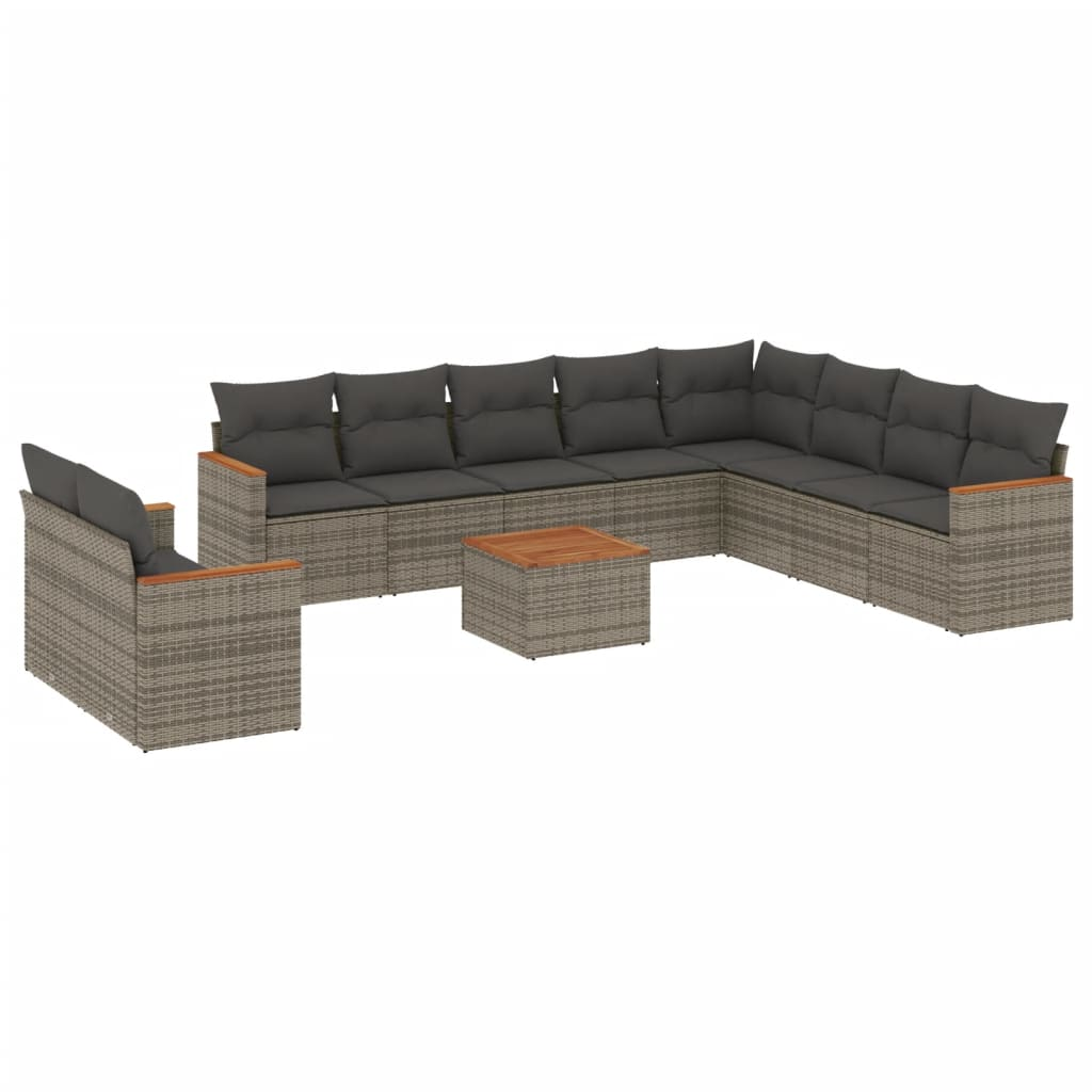 11 részes szürke polyrattan kerti ülőgarnitúra párnákkal (3258525)