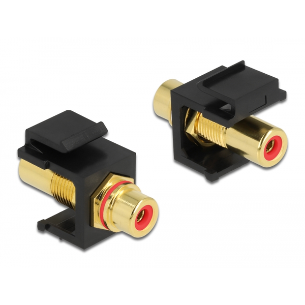 Keystone Modul Cinch Buchse > Cinch Buchse vergoldet rot / schwarz