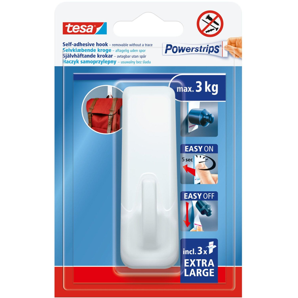 Öntapadó akasztó TESA POWERSTRIPS XL 3kg 1db fehér