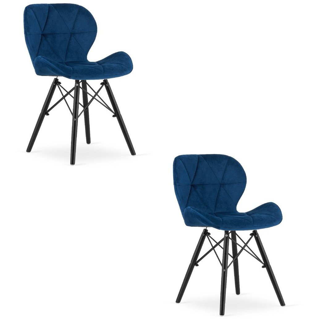 "LAGO Bársonyszék - Tengerészkék / Fekete Lábak x 2" (model_3748_2-LAGO-ELVY17)