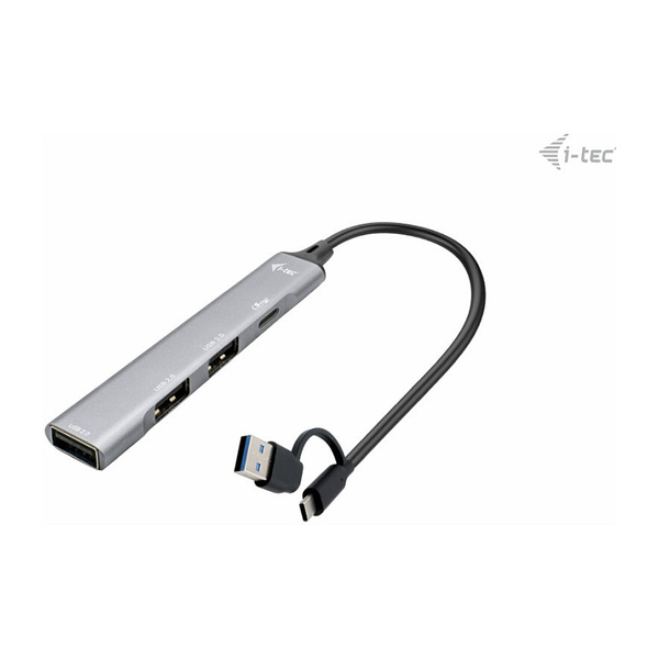 i-tec CAHUBMETALMINI4 interface hub USB 3.2 Gen 1 (3.1 Gen 1) Type-A + Type-C 5000 Mbit/s Zilver