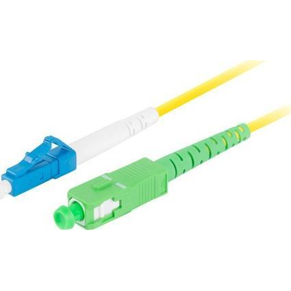 Оптичен мрежов кабел с дължина 3 м и конектори LC/UPC-SC/APC, Lanberg Z43304, SM, SIMPLEX 3.0MM G657A1 LSZH, жълт