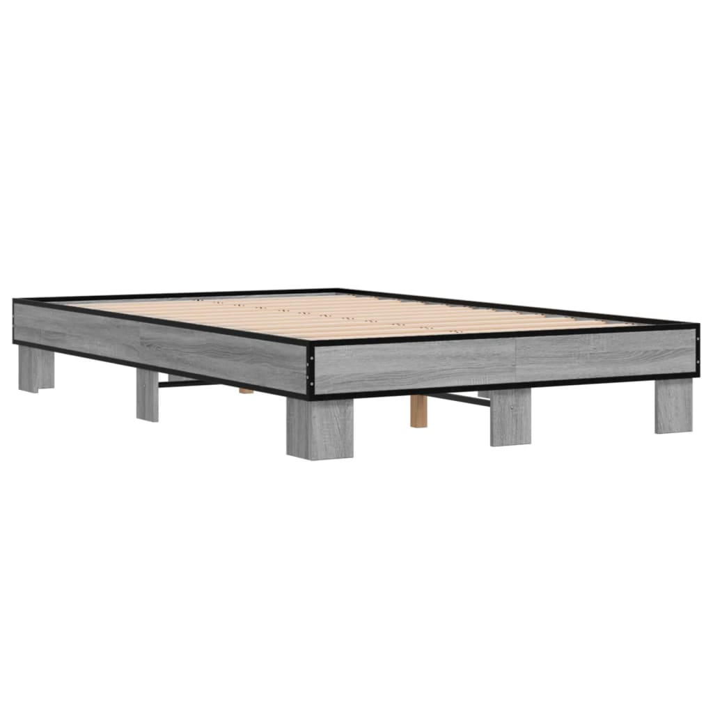 szürke sonoma szerelt fa és fém ágykeret 135 x 190 cm (845895)