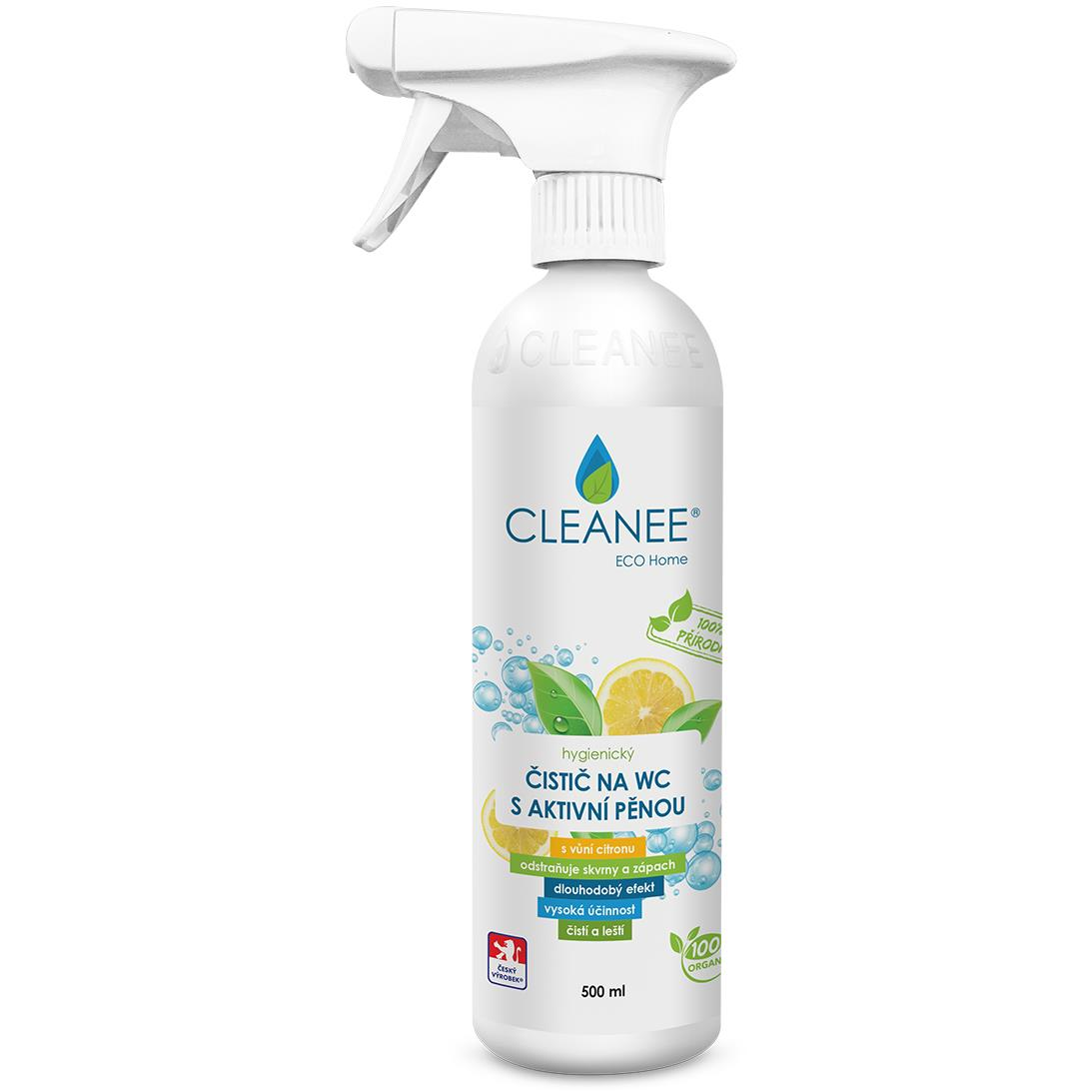 CLEANEE Eco higiénikus WC-tisztító aktív habbal, citrom illattal, 500 ml (8594201715006)