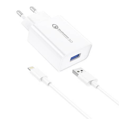 Foneng EU13 hálózati töltő + USB-A - Lightning kábel fehér (EU13 iPhone) (EU13 iPhone)