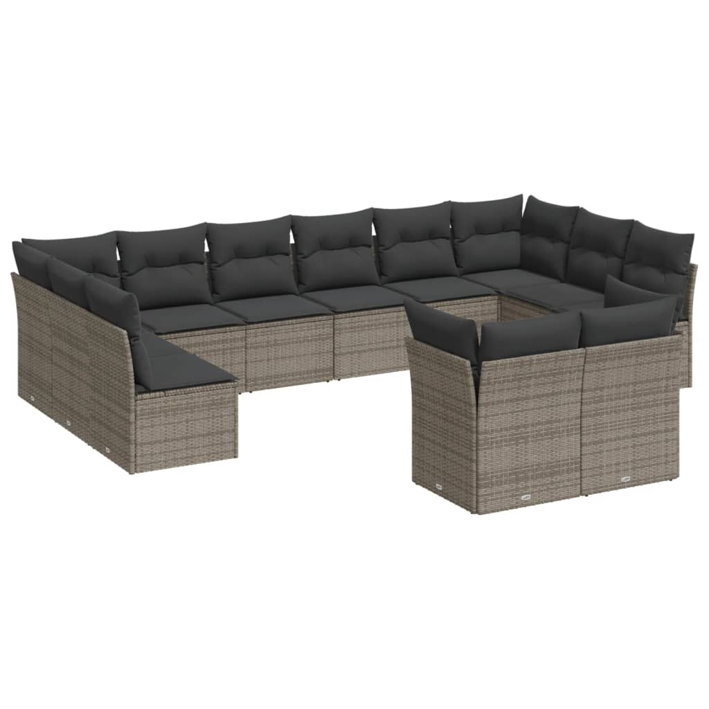 12 részes szürke polyrattan kerti ülőgarnitúra párnákkal (3250269)