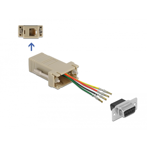 Delock D-Sub 9-tűs anya   RJ11/RJ14 6P/4C anya összekötő adapter (66770)