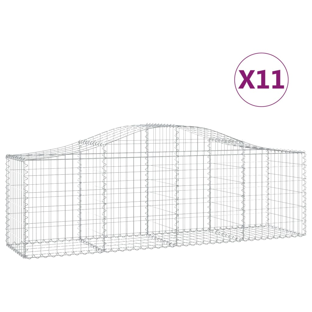 11 db íves horganyzott vas gabion kosár 200x50x60/80 cm (3145607)