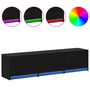 Cabinet TV cu LED Stejar Negru 162.5x34x40 cm Lemn prelucrat