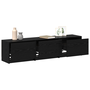 Cabinet TV cu LED Stejar Negru 162.5x34x40 cm Lemn prelucrat