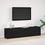 Cabinet TV cu LED Stejar Negru 162.5x34x40 cm Lemn prelucrat