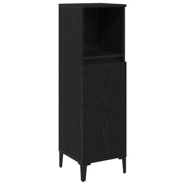 Fürdőszoba Szekrény Fekete Tölgy 30x30x100 cm Műanyag Fa