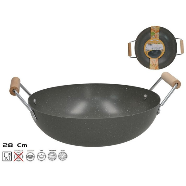 Patelnia Maku Vok panna ar 2 koka rokturiem 28 cm  8 5 x 35 x 28 cm  KITCHEN&GO 8445393543376 (8445393543376)