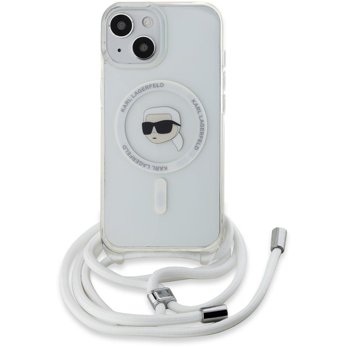 Karl Lagerfeld IML Crossbody Karl Head MagSafe iPhone 15 átlátszó tok (KLHMP15SHCKHNT)