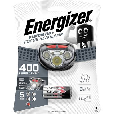 Lanterna de cap Vision HD, Energizer, LED, Rezistenta la apa, 400 lumeni, Gri