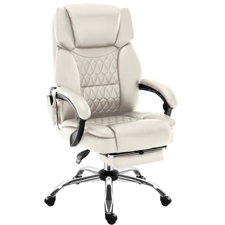 Premium Főnöki Forgószék, Kényelmes Masszázs Funkcióval, Lábtartóval Fordított Bőr Bézs (MA-BOSS 6.0 BEIGE)