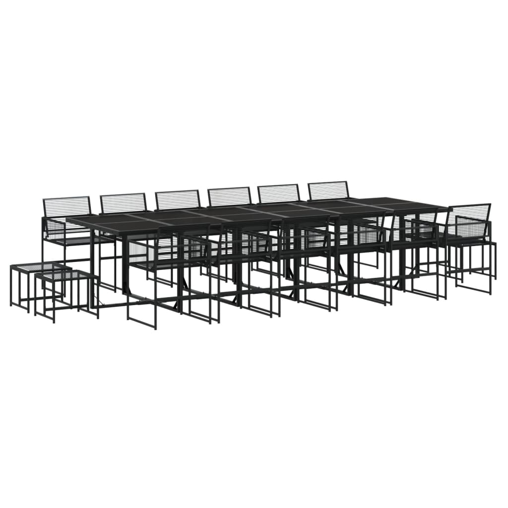 17 részes fekete polyrattan kerti étkezőgarnitúra (3295057)