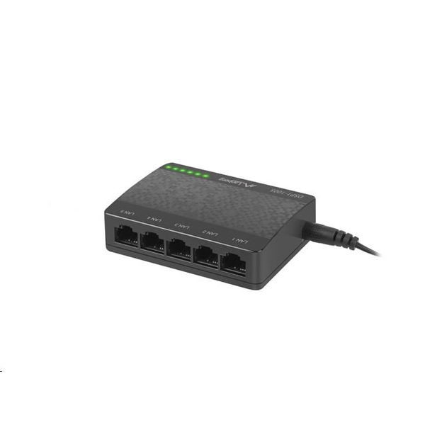 Hub Switch Puertos 5 Lanberg Dsp1-1005  | Gigabit Ethernet (10/100/1000), Negro, Gris
