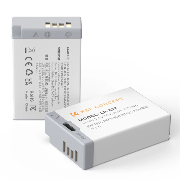 K-F CONCEPT LP-E17 akkumulátor 1040mAh USB-C csatlakozóval 2db