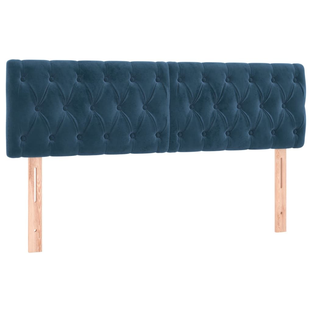 2 db sötétkék bársony fejtámla 80x7x78/88 cm (346366)