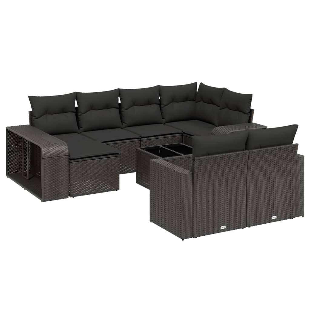 11 részes fekete polyrattan kerti ülőgarnitúra párnákkal (3261295)