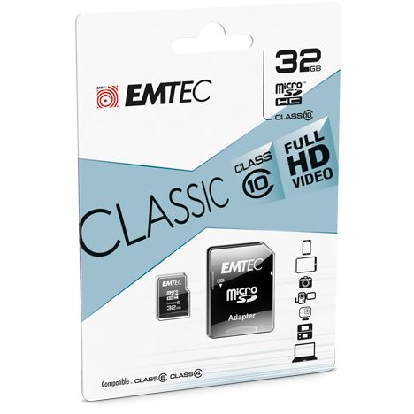 Emtec Tarjeta Microsdhc 32gb Clase 10 Classic C/adaptador Sd