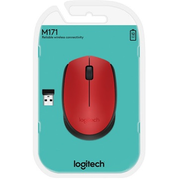 Logitech M171 vezeték nélküli egér piros 1000 DPI (910-004641)