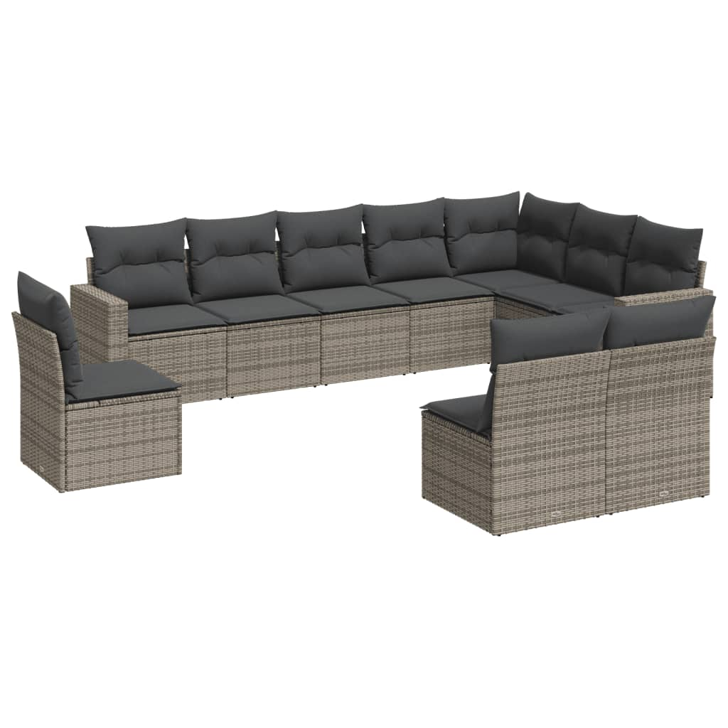 10 részes szürke polyrattan kerti ülőgarnitúra párnákkal (3219100)