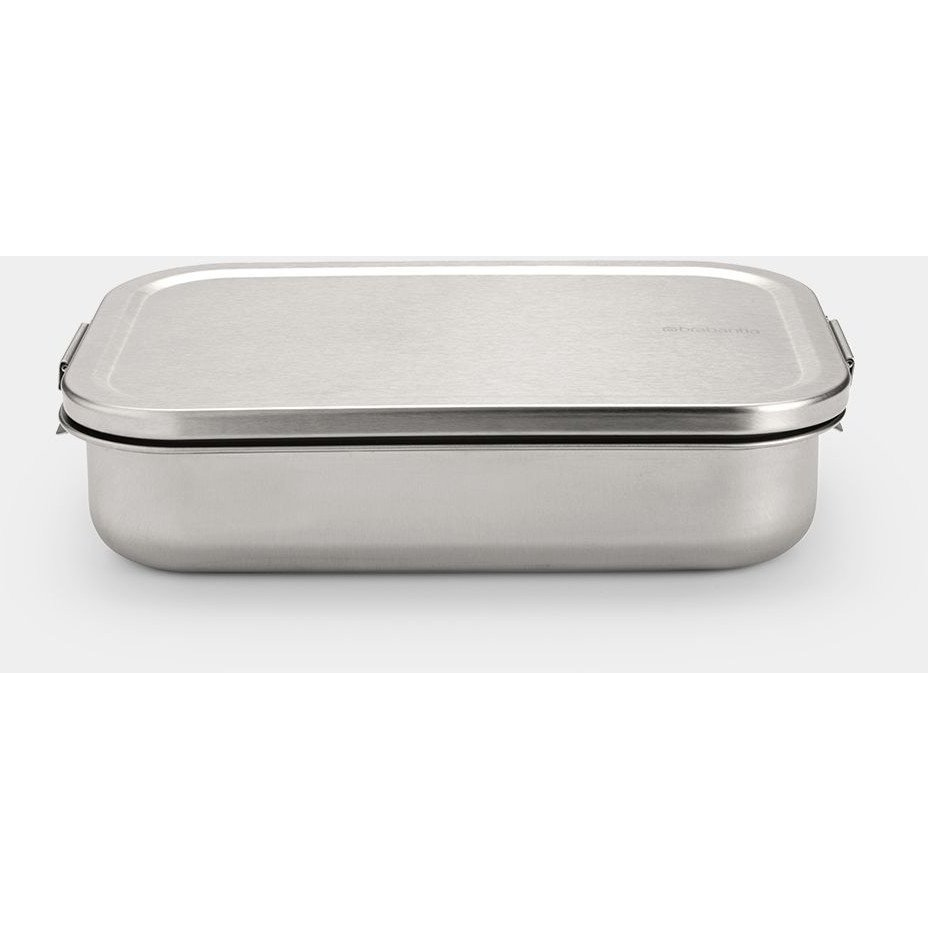Brabantia Make & Take Lunch Box nagy méretű ételhordozó doboz, 2000 ml, elválasztóval, szivárgás- és légmentes záródás, bepattintós (clip-on) zárómechanizmus, r.m. acél, selyem matt - 203800 (203800)