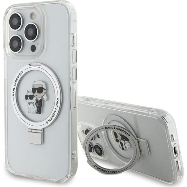 Karl Lagerfeld KLHMP13XHMRSKCH iPhone 13 Pro Max 6.7" Fehér Keménytok Gyűrűs Állvány Karl&Choupettte Magsafe