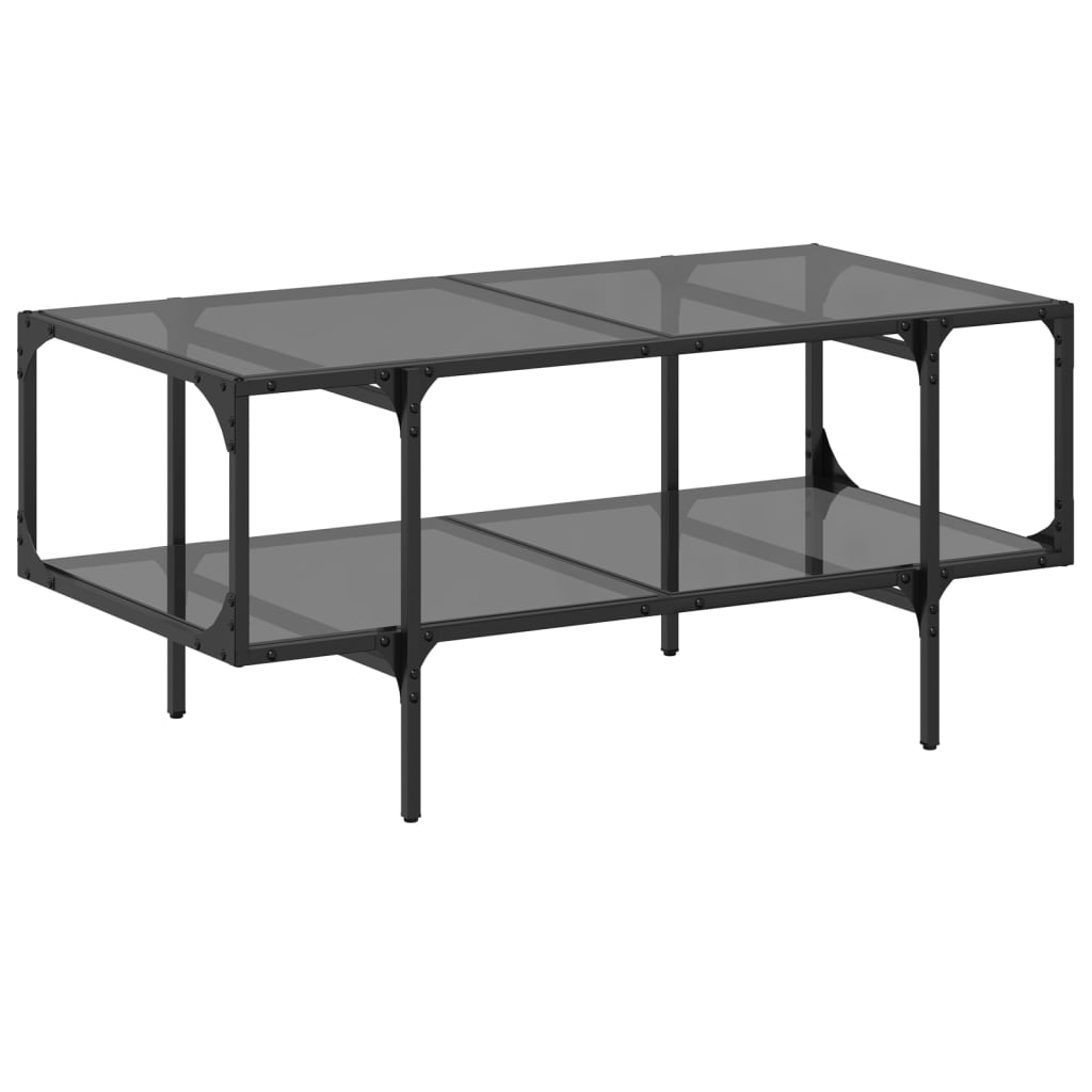 acél dohányzóasztal fekete üveglappal 98,5 x 50 x 45 cm (846043)