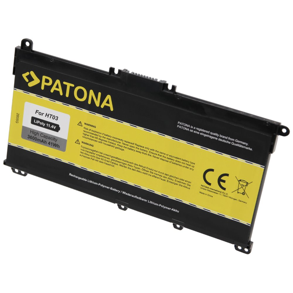 Li-Pol батерия за лаптоп, Patona, Съвместима с HP Pavilion 14/15, 3600 mAh, 11.4 V, Черен/Жълт
