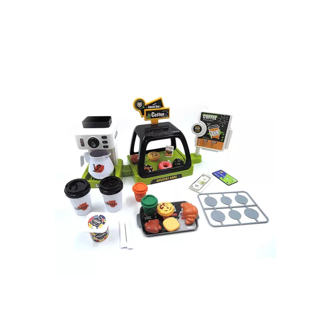 Kávézó játékkészlet gyerekeknek szerepjátékokhoz - Zöld (142)