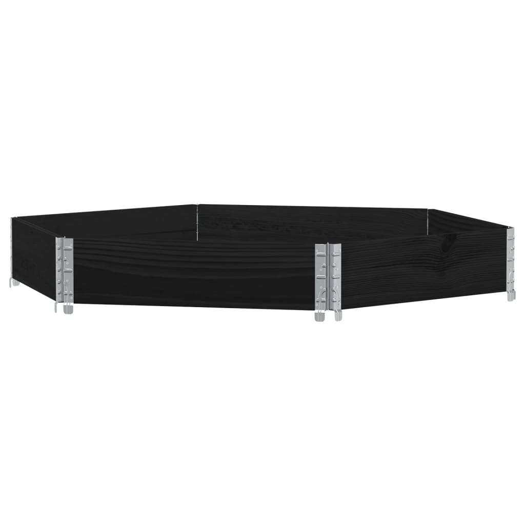 fekete tömör fenyőfa hatszögű magaságyás 160 x 160 cm (4010318)