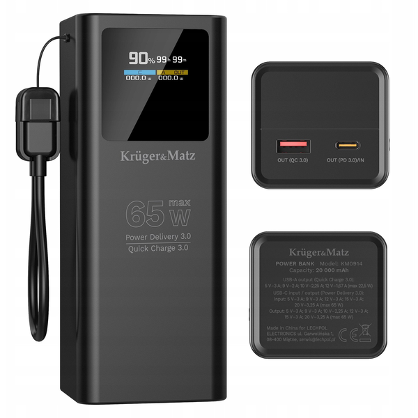 Kruger&Matz KM0914 Power Bank 20000 mAh 65W