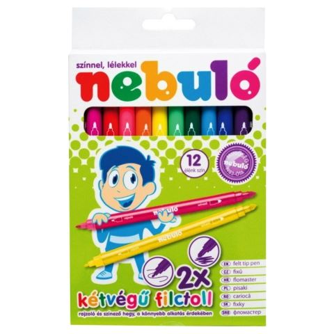 Nebuló Kétvégű filctoll 12db-os szett (NFT-2X-12) (NFT-2X-12)
