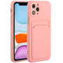 Apple iPhone 7 Plus / 8 Plus, Силиконов калъф, с държач за карти, Wooze Card Slot, розов (103845)