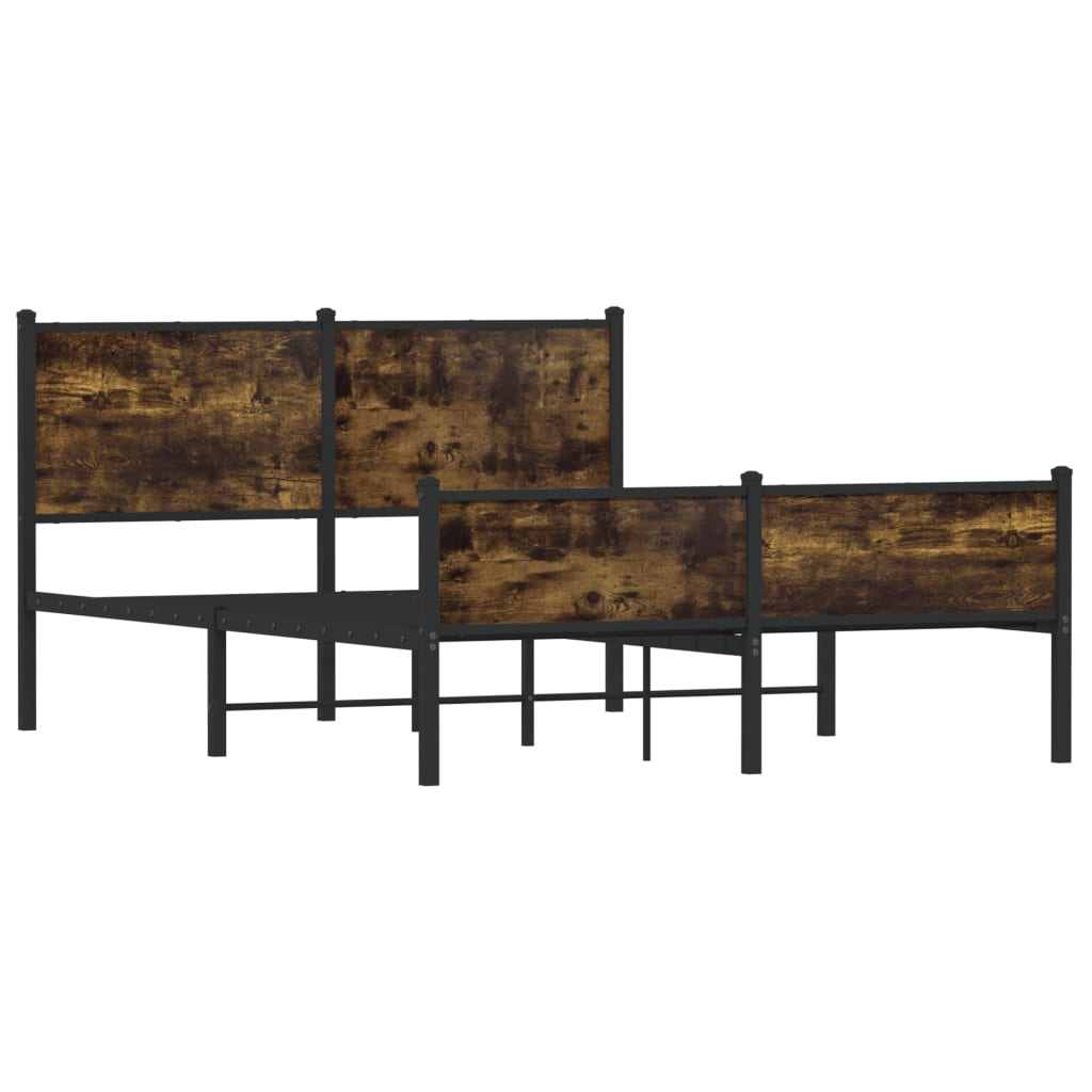 füstös tölgyszínű fém ágykeret matrac nélkül 140 x 190 cm (4007850)