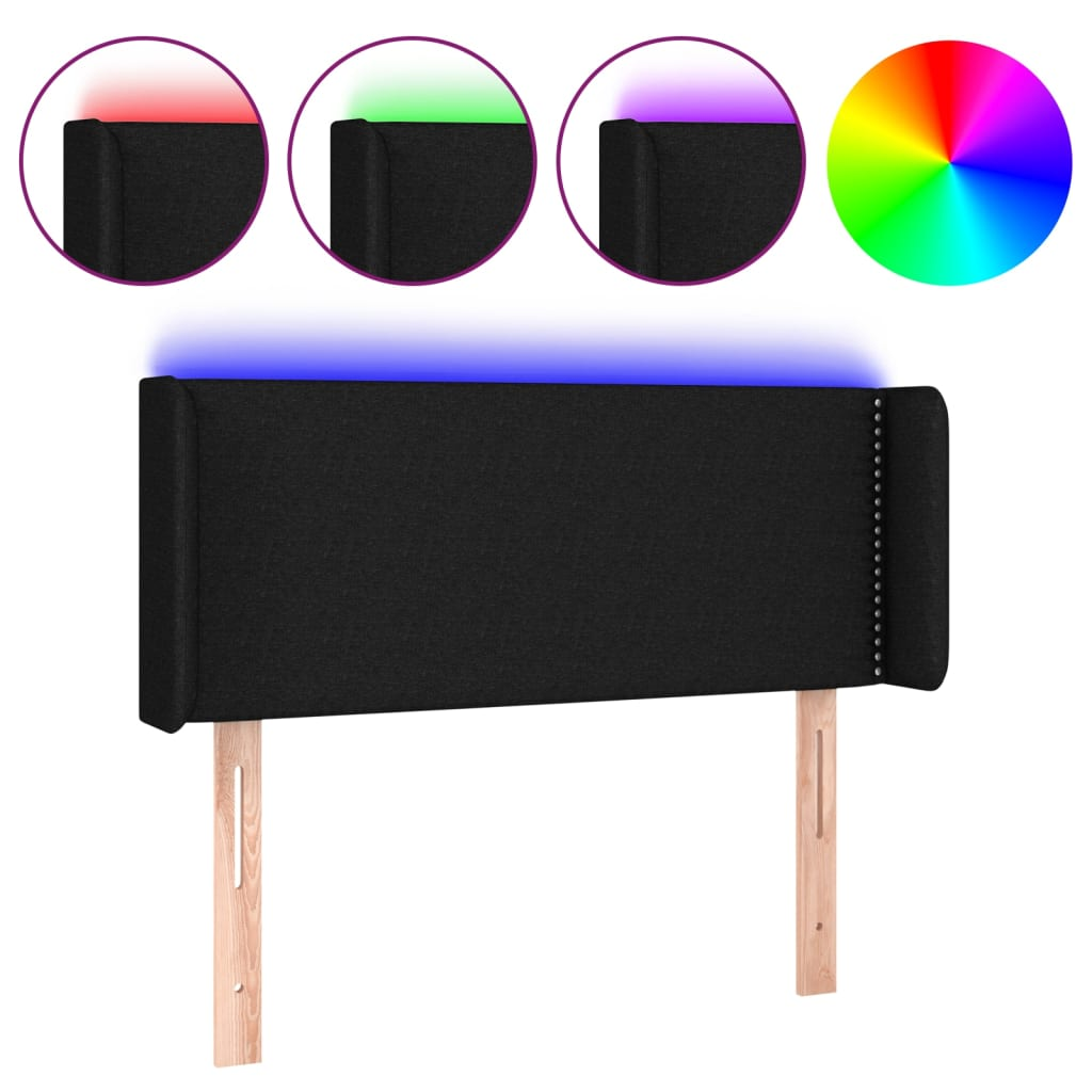 fekete szövet LED-es fejtámla 103 x 16 x 78/88 cm (3123088)