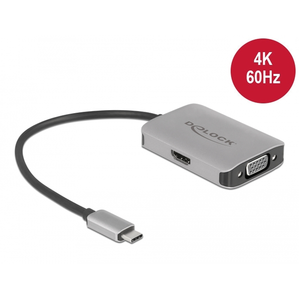 DELOCK USB Type-C Splitter DP Altmode > 1 x HDMI + 1 x VGA out