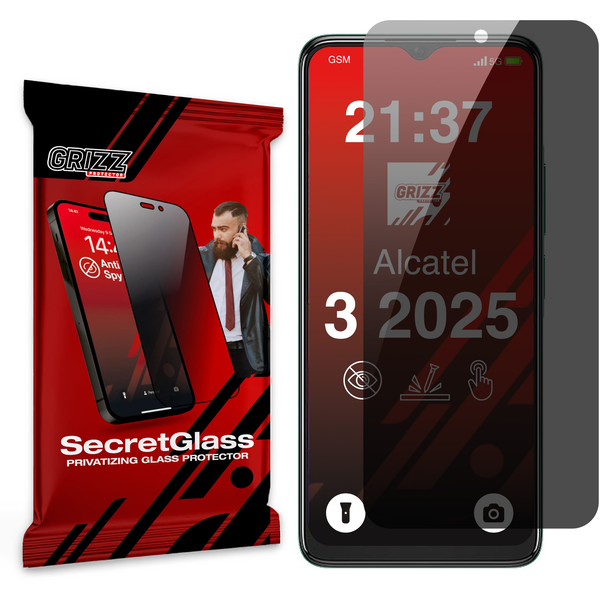 Matowe szkło prywatyzujące GrizzGlass SecretGlass do Alcatel 3 (2025)