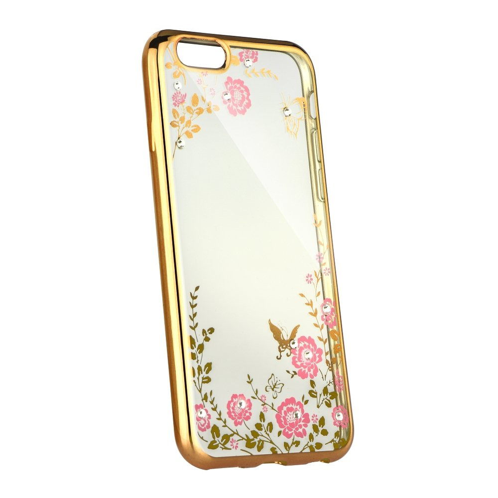 Xiaomi Redmi Go, TPU szilikon tok, Forcell Diamond, köves virágminta, arany (78779)