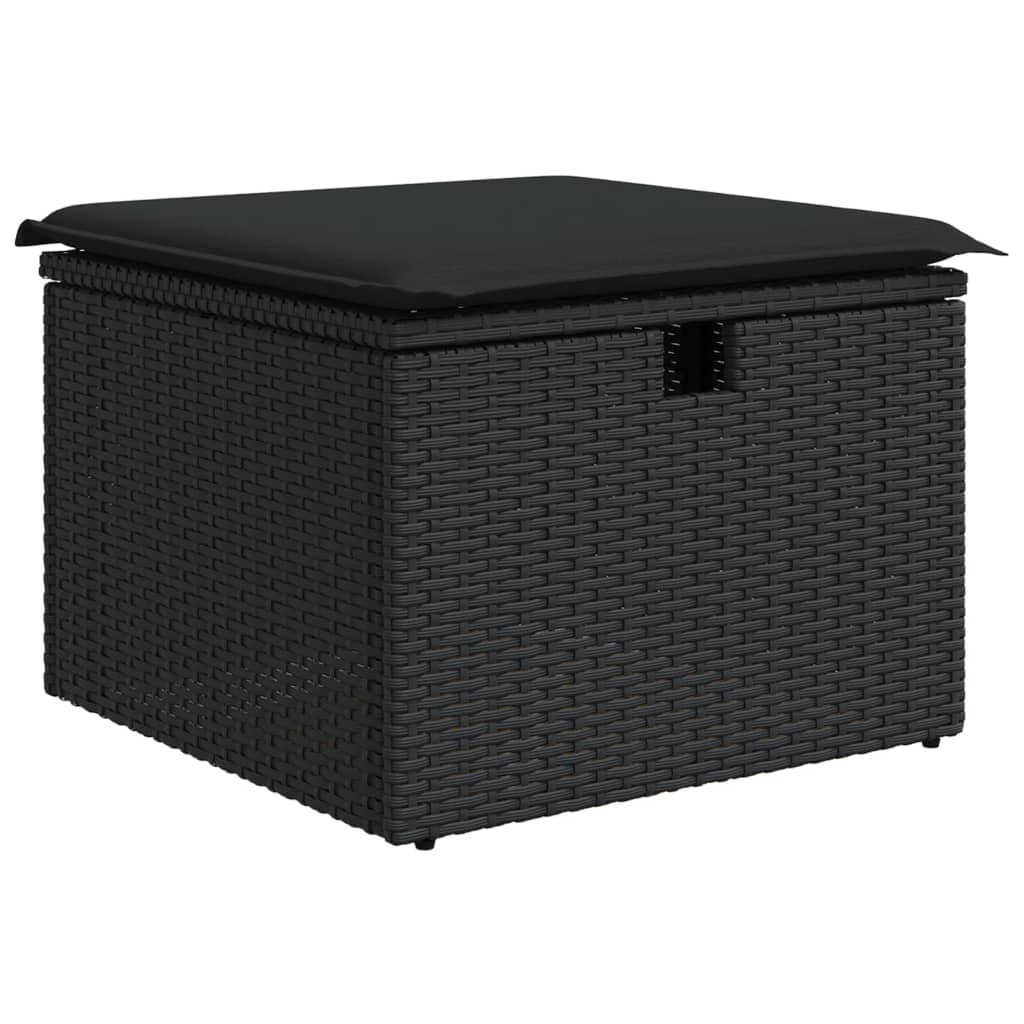 fekete polyrattan kerti szék párnával 55 x 55 x 37 cm (365967)