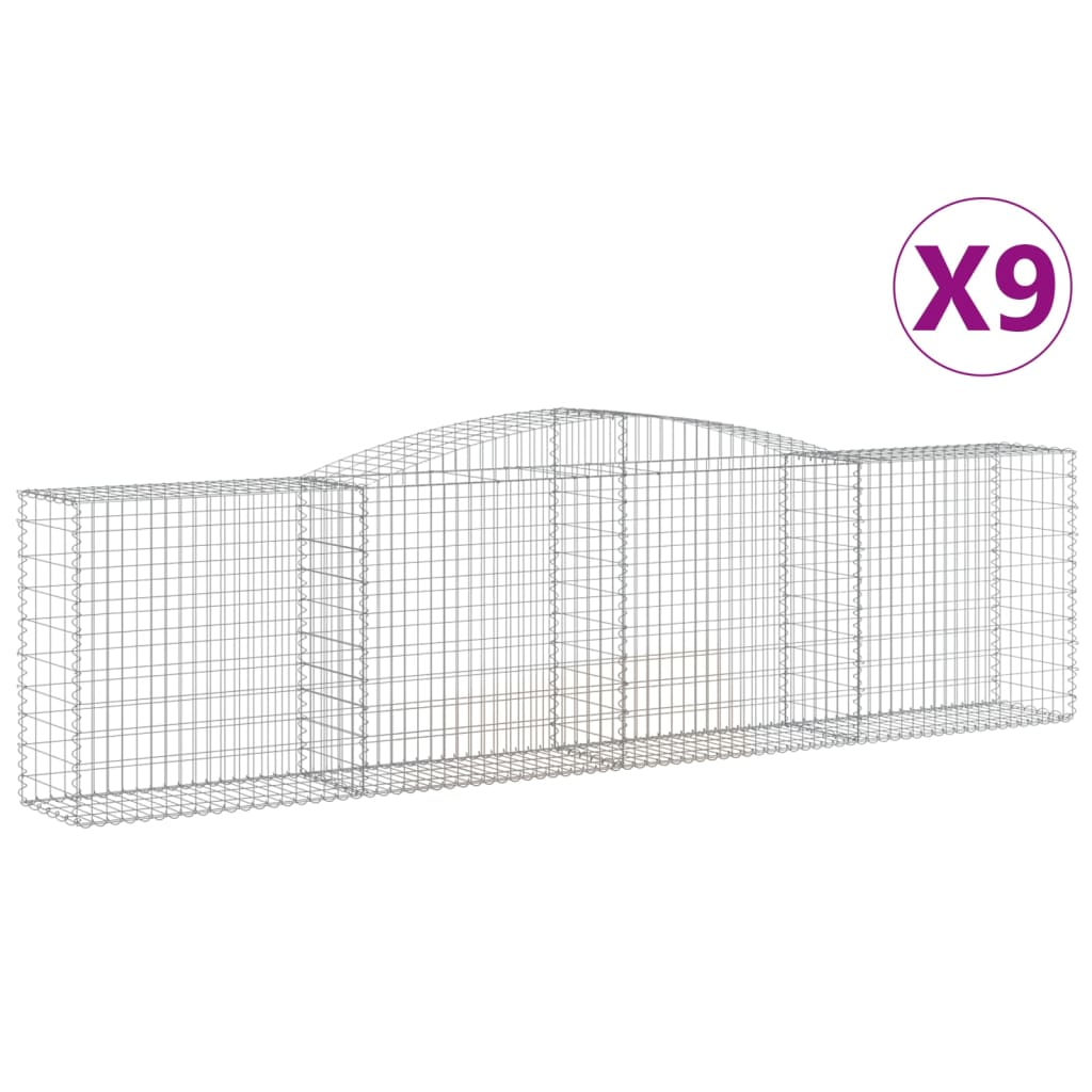 9 db íves horganyzott vas gabion kosár 400x50x100/120 cm (3147003)