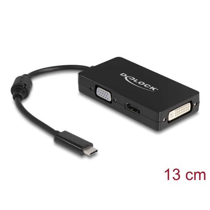 Delock Type-C -> VGA / HDMI / DVI adapter fekete (63925) (delock63925)