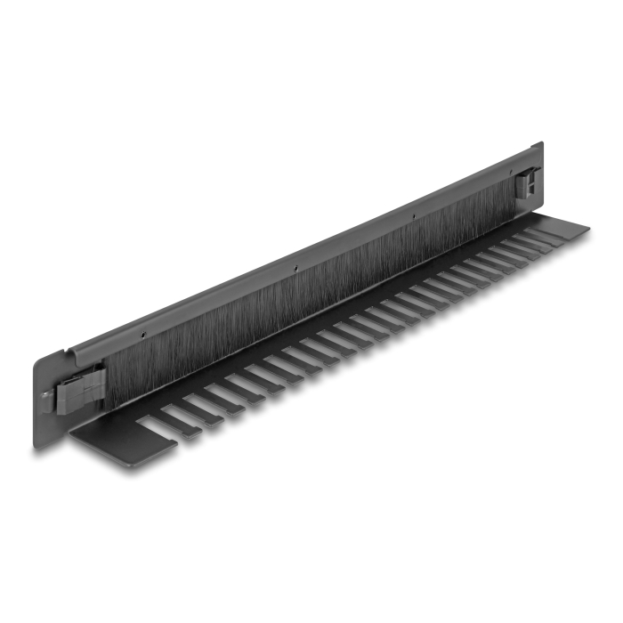 Delock 19 kefés csík kábeltartóval, eszközigénymentes 1U fekete (66552) (66552)