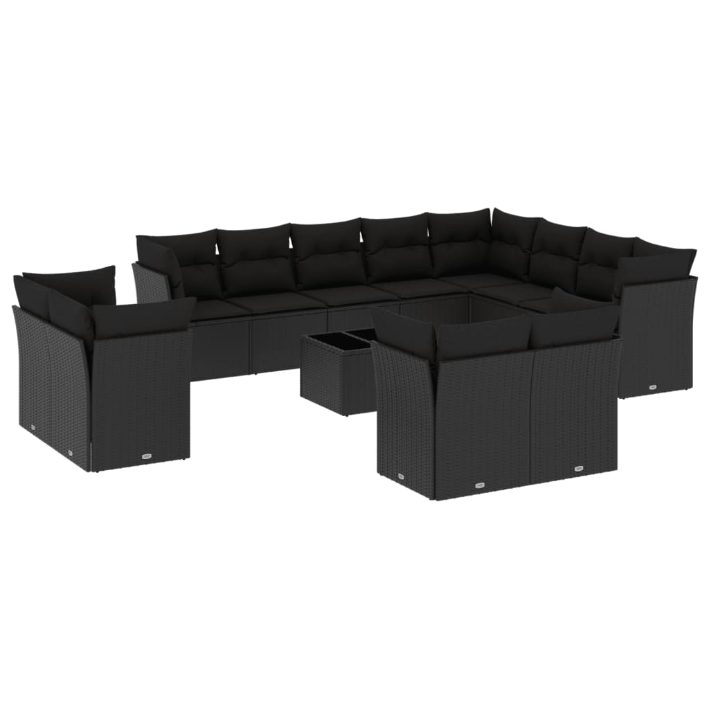 13 részes fekete polyrattan kerti ülőgarnitúra párnákkal (3250374)